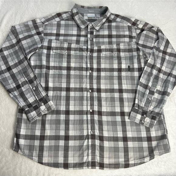 Columbia Men's Pearl Snap Gray Plaid Button Down Shirt Size XL - Picture 1 of 9